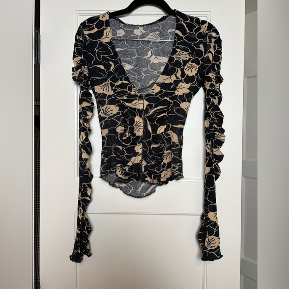 Free People Through The Meadow Ruched Mesh Top (XS) - Picture 4 of 6